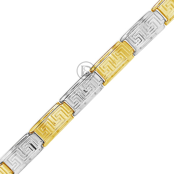 10K Gold two tone Greek Key Design