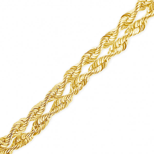 10K Yellow Gold  2 row Rope Chain w/ Diamond Cuts