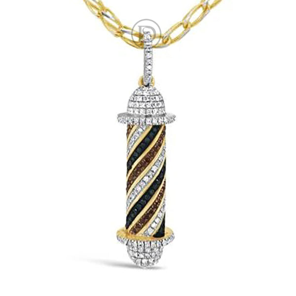 Diamond Barber's Pole Pendant .40 CTW Round Cut 10K Yellow Gold