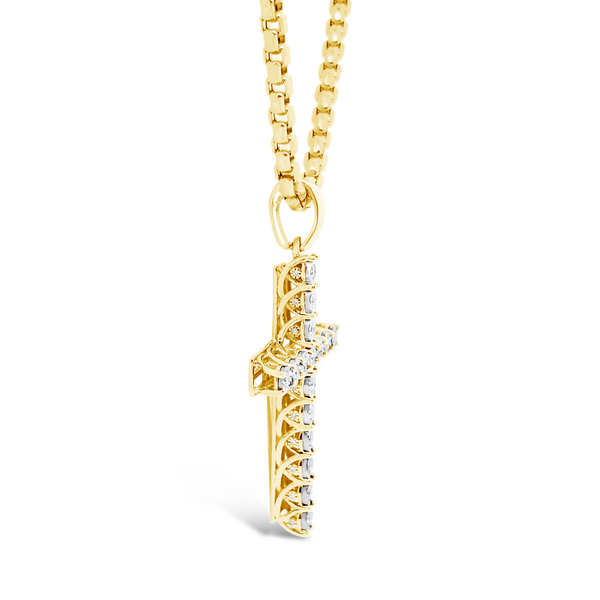 Diamond Cross Pendant .73 CTW Round Cut 10K Yellow Gold