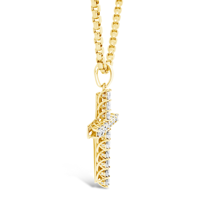 Diamond Cross Pendant .73 CTW Round Cut 10K Yellow Gold