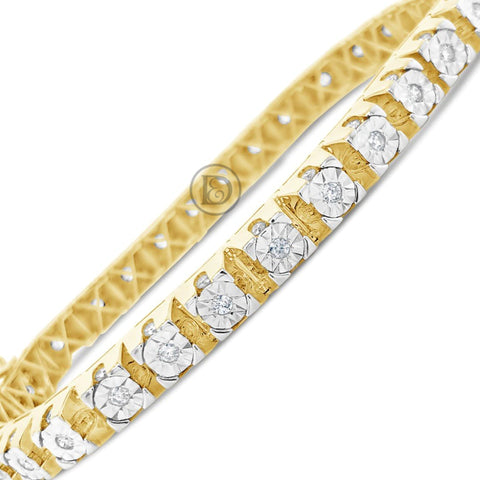 10K Solid Yellow Gold 2.75 CTW Round Cut Diamond Tennis Bracelet