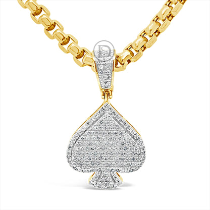 Diamond Spade Pendant .42 CTW Round Cut 10K Yellow Gold