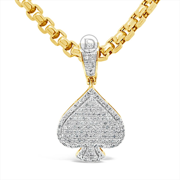Diamond Spade Pendant .42 CTW Round Cut 10K Yellow Gold