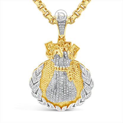Diamond Money Bag Pendant .40 CTW Round Cut 10K Yellow Gold