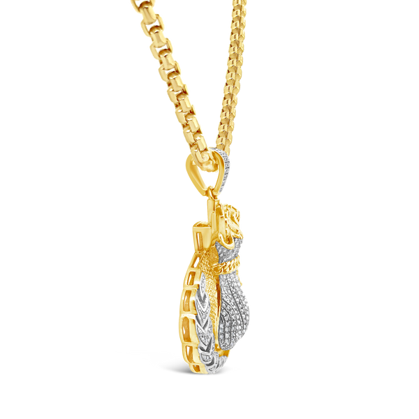 Diamond Money Bag Pendant .40 CTW Round Cut 10K Yellow Gold
