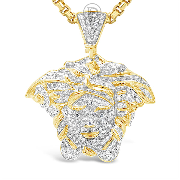 Diamond Medusa Pendant 1.04 CTW Round Cut 10K Yellow Gold