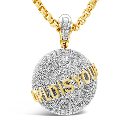 Diamond "World is Yours" Pendant 1 CTW Round Cut 10K Yellow Gold
