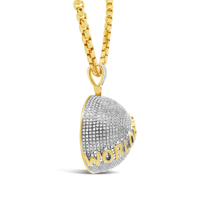 Diamond "World is Yours" Pendant 1 CTW Round Cut 10K Yellow Gold