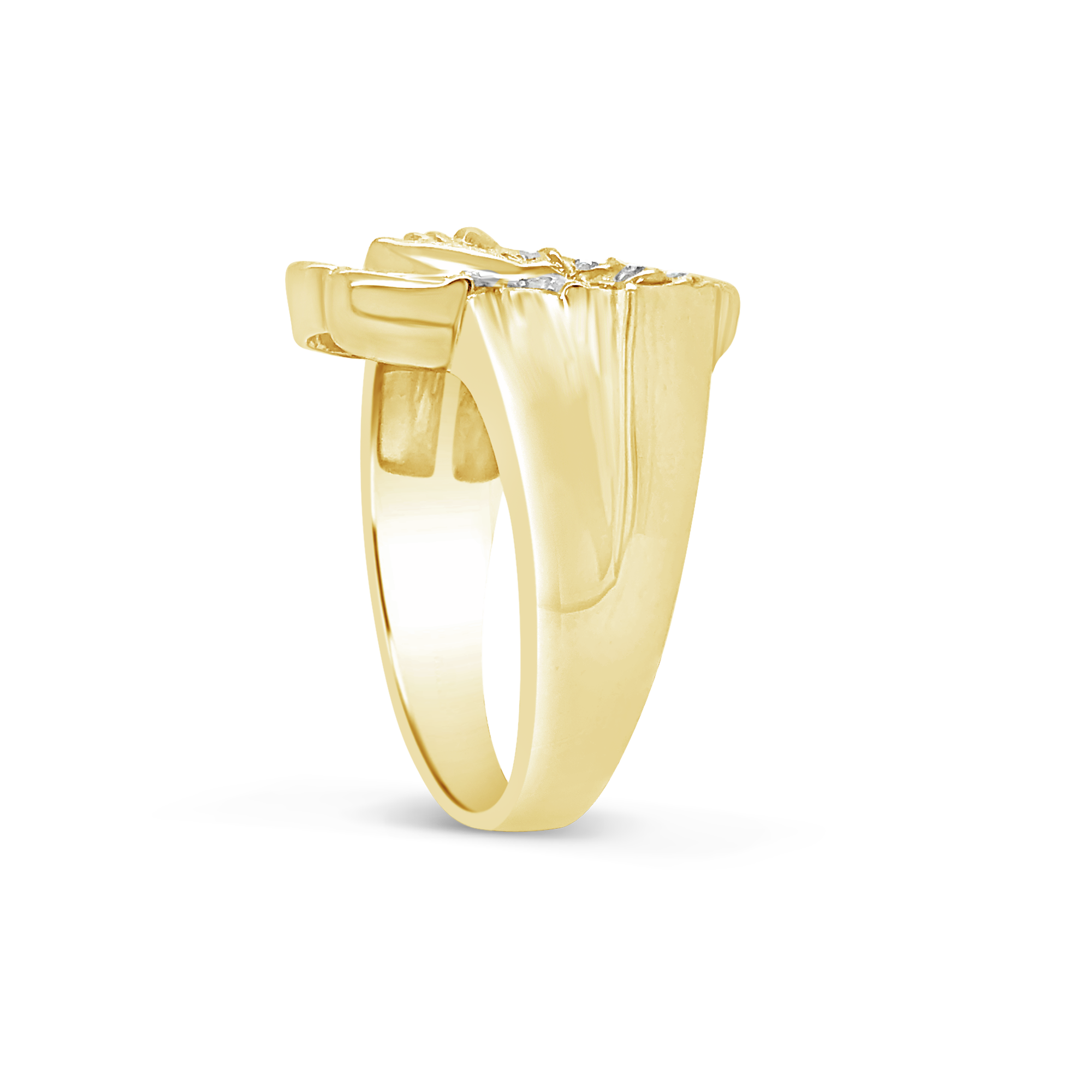 Diamond Designer Medusa Ring .25CTW Round Cut 10K Yellow Gold