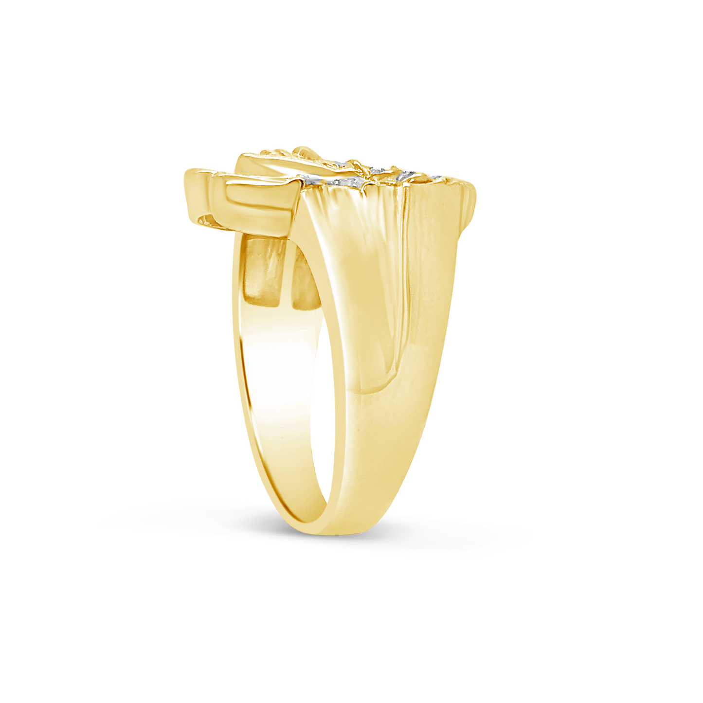 Diamond Designer Medusa Ring .25CTW Round Cut 10K Yellow Gold
