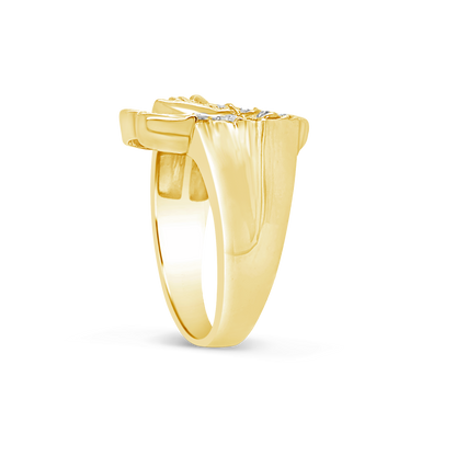 Diamond Designer Medusa Ring .25CTW Round Cut 10K Yellow Gold