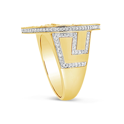 Diamond Designer Medusa Ring .53 CTW Round Cut 10K Yellow Gold