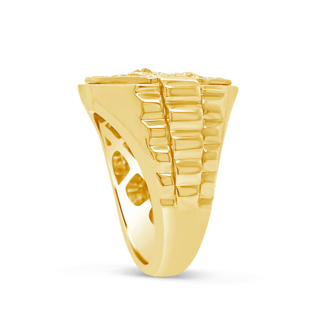 Diamond Designer Medusa Ring .25 CTW Round Cut 10K Yellow Gold