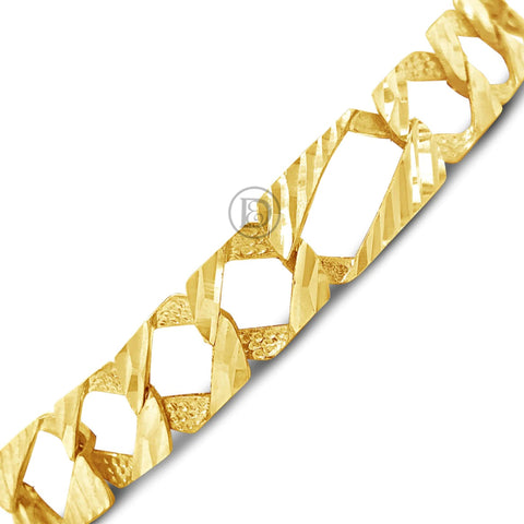 10K Gold Figaro Bracelet w/ Lazor Cuts