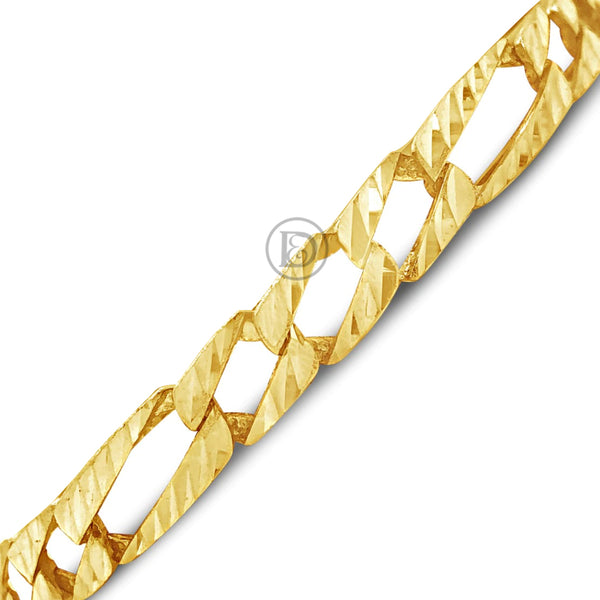 10K Gold Figaro Bracelet w/ Lazor Cuts