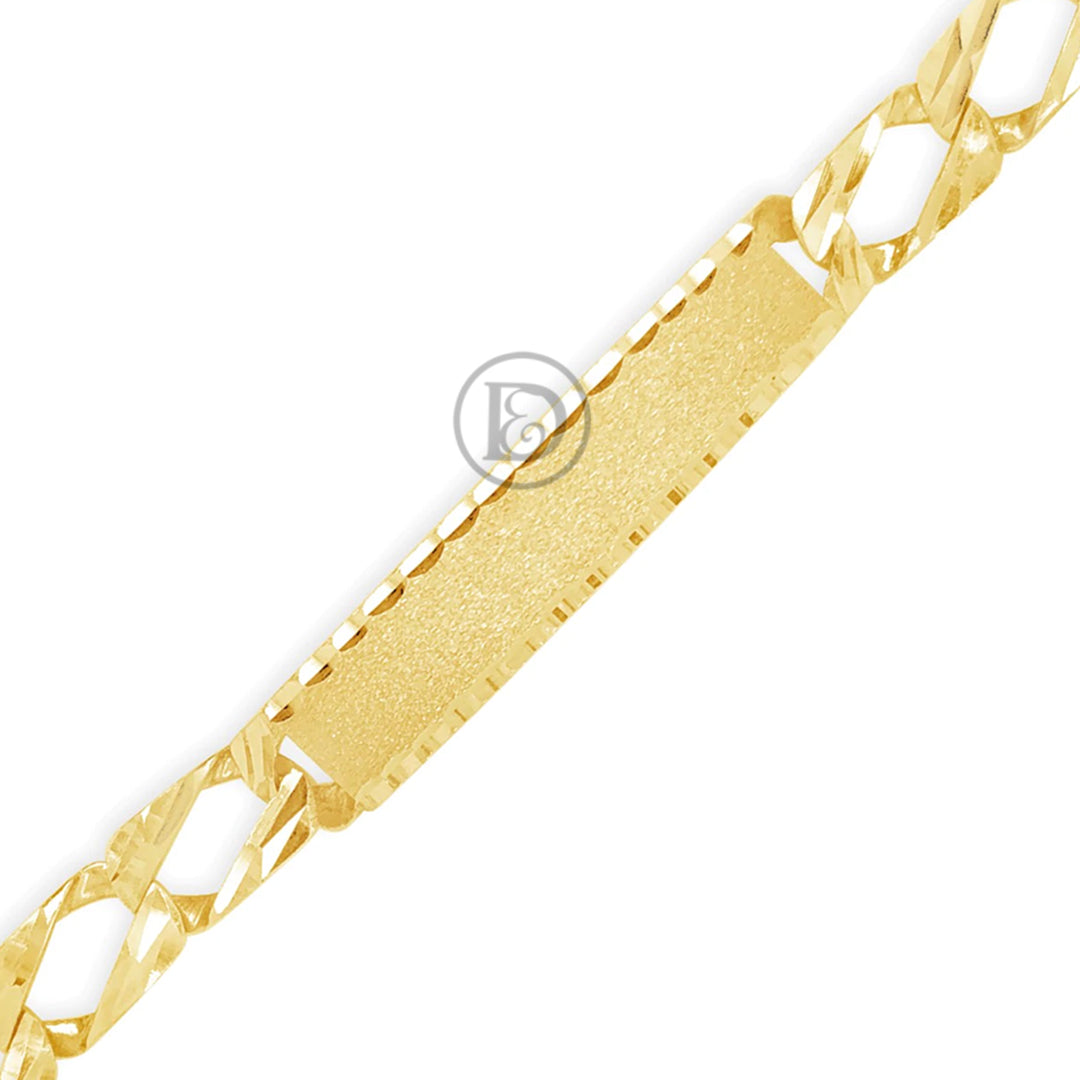10K Gold ID Bracelet w/ Lazor Cut Cuban Links