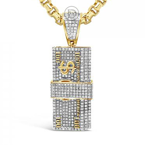 Diamond Money Pendant .90 CTW Round Cut 10K Yellow Gold