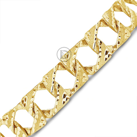 10K Gold Cuban Link Bracelet w/ Lazor Cuts & Satin Finish