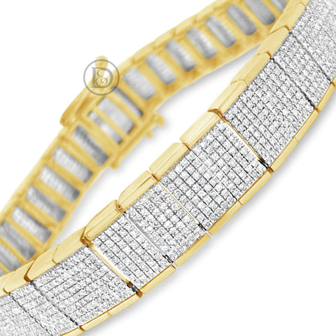 10K Solid Yellow Gold 4.05CT tw Round Cut Custom Diamond Bracelet
