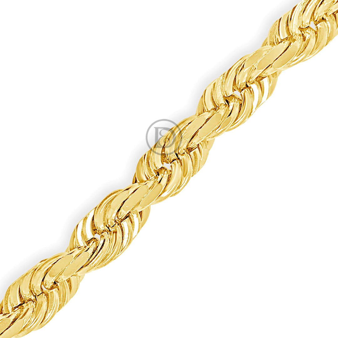 10K Yellow Gold Diamond Cut Solid Rope Bracelet