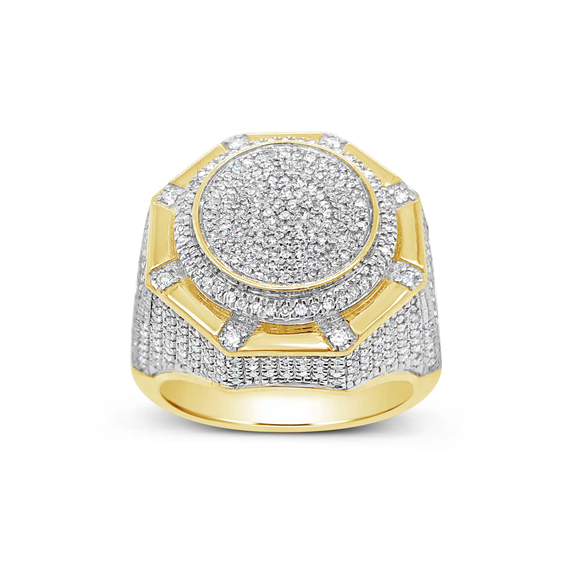 Diamond Designer Medusa Ring .49 CTW Round Cut 10K Yellow Gold