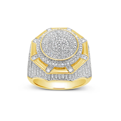 Diamond Designer Medusa Ring .49 CTW Round Cut 10K Yellow Gold