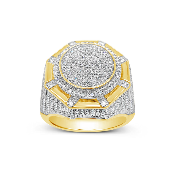 Diamond Designer Medusa Ring .49 CTW Round Cut 10K Yellow Gold