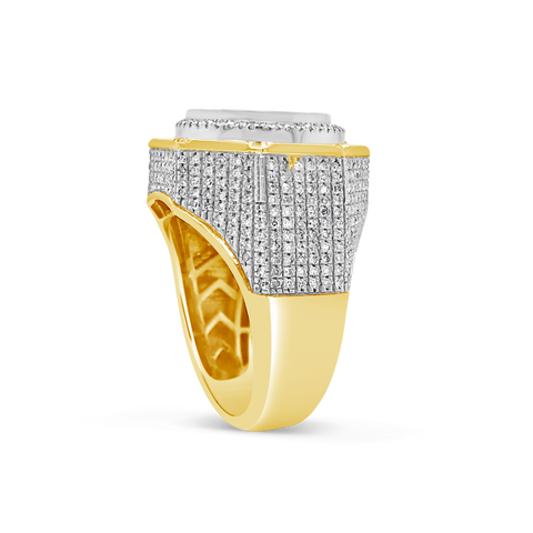 Diamond Designer Medusa Ring .49 CTW Round Cut 10K Yellow Gold