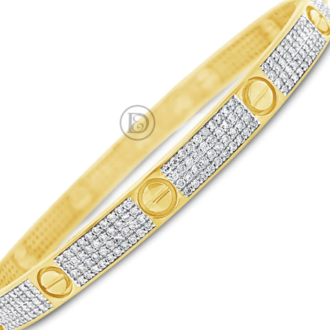 10K Solid Yellow Gold 2CT tw Round Cut Designer Diamond Bracelet