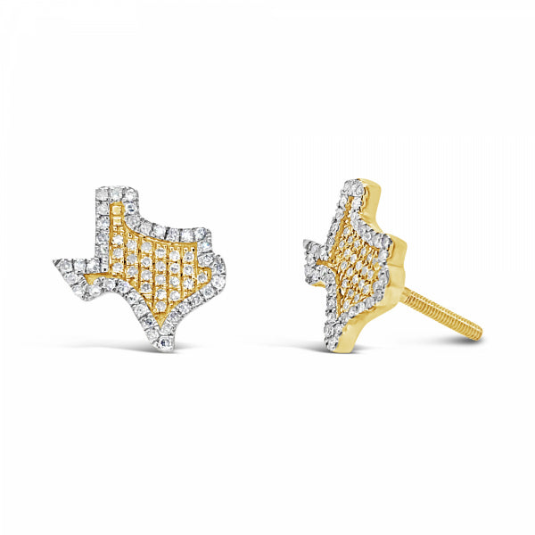 10K Yellow Gold .27ct Diamond Texas Earrings w/ Gold Detail