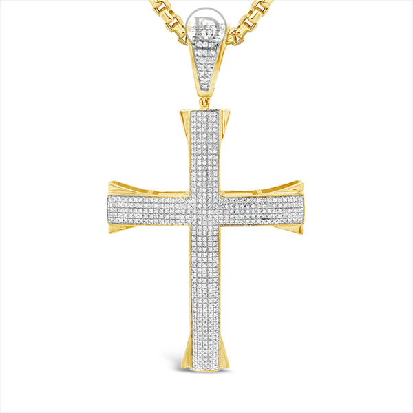 Diamond Cross Pendant 1 CTW Round Cut 10K Yellow Gold