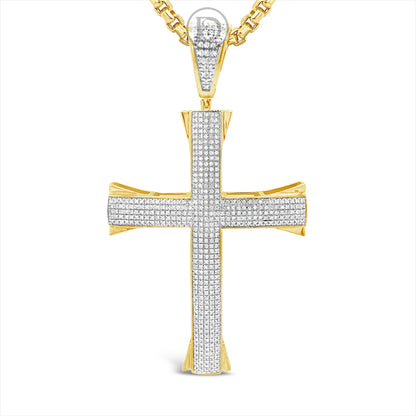 Diamond Cross Pendant 1 CTW Round Cut 10K Yellow Gold