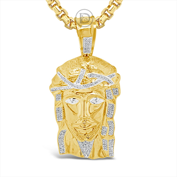 Diamond Jesus Pendant .55 CTW Round Cut 10K Yellow Gold