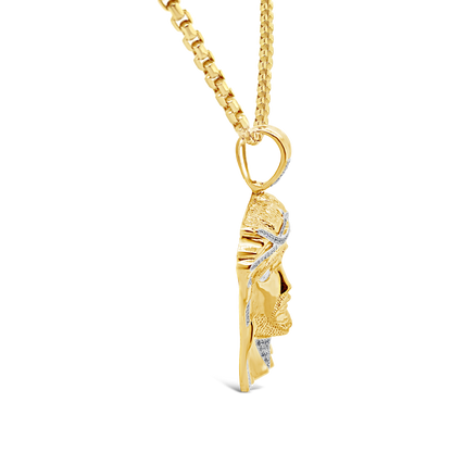 Diamond Jesus Pendant .55 CTW Round Cut 10K Yellow Gold