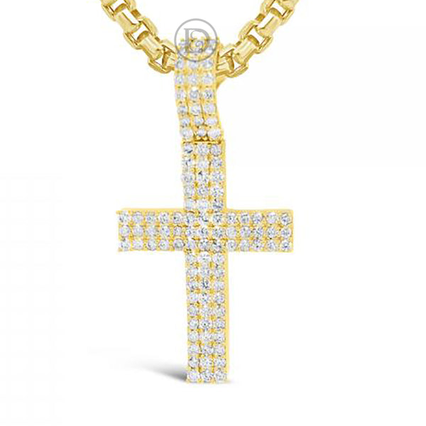 Diamond Cross Pendant 1.40 CTW Round Cut 10K Yellow Gold