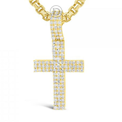 Diamond Cross Pendant 1.40 CTW Round Cut 10K Yellow Gold