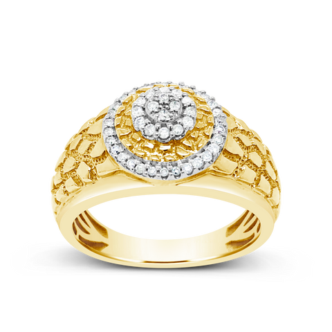 Diamond Nugget Ring .25 CTW Round Cut 10K Yellow Gold