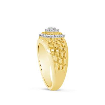 Diamond Nugget Ring .25 CTW Round Cut 10K Yellow Gold