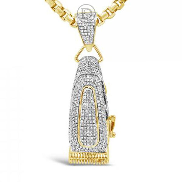 Diamond Electric Razor Pendant 1 CTW Round Cut 10K Yellow Gold