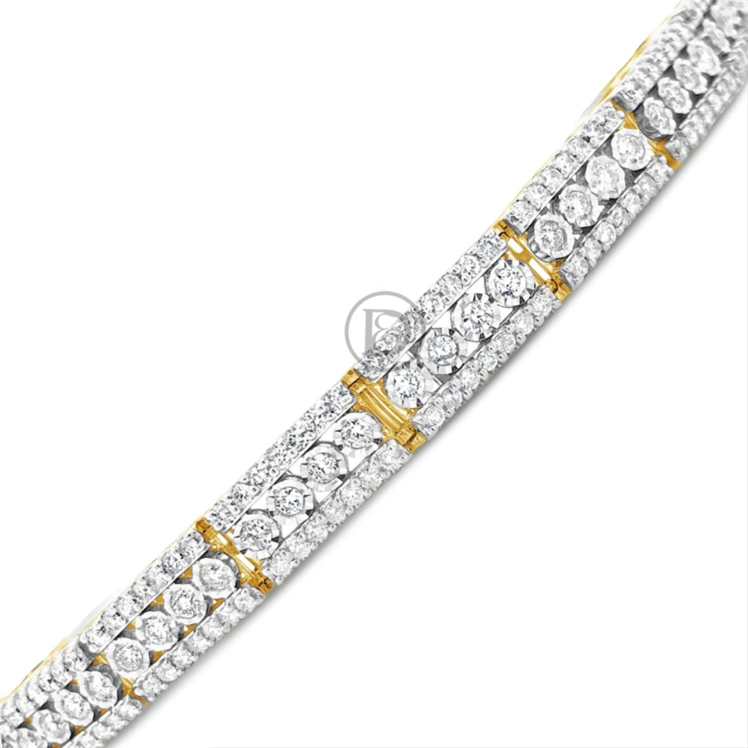 10K Solid Yellow Gold 4.50CT tw Round Cut Diamond Tennis Bracelet