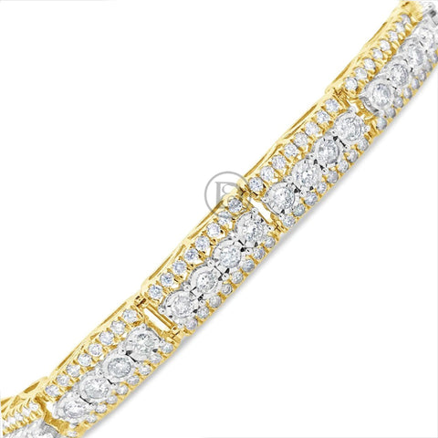 10K Solid Yellow Gold 6.51 CTW Round Cut Diamond Bracelet