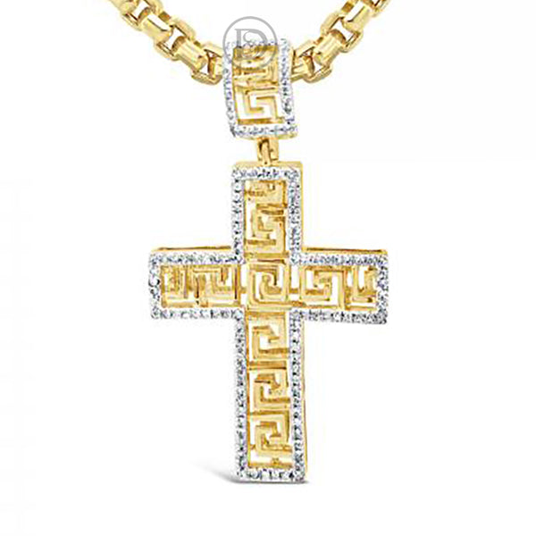 Diamond Cross Pendant .28 CTW Round Cut 10K Yellow Gold