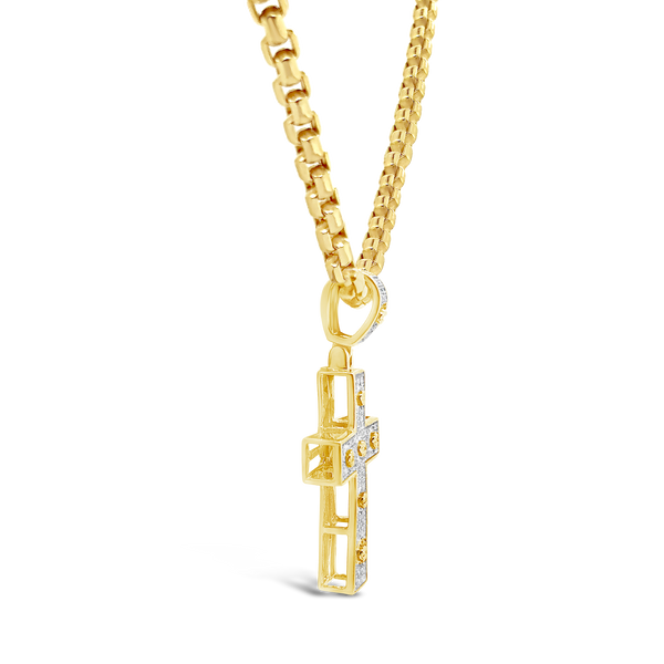 Diamond Designer Cross Pendant .23 CTW Round Cut 10K Yellow Gold