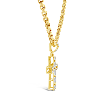 Diamond Designer Cross Pendant .23 CTW Round Cut 10K Yellow Gold
