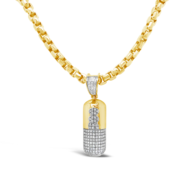 Diamond Pill Pendant .54 CTW Round Cut 10K Yellow Gold
