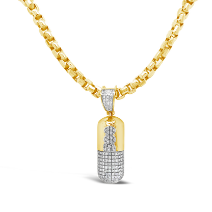 Diamond Pill Pendant .54 CTW Round Cut 10K Yellow Gold