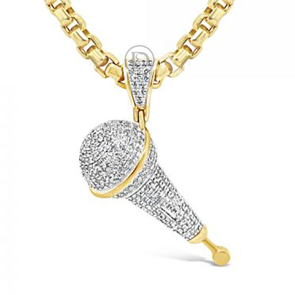 Diamond Mic Pendant .65 CTW Round Cut 10K Yellow Gold