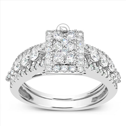 Diamond Halo Engagement Ring 1 CTW Round Cut 14K White Gold