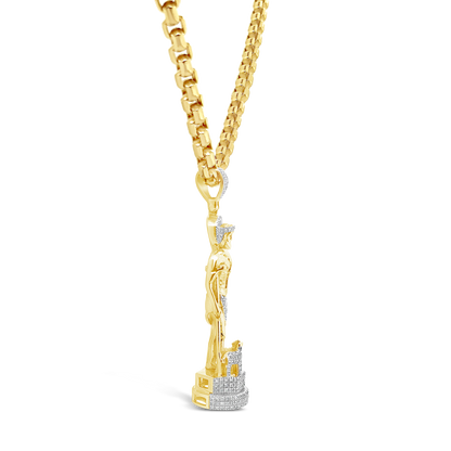 Diamond Jesus Pendant .5 CTW Round Cut 14K Yellow Gold